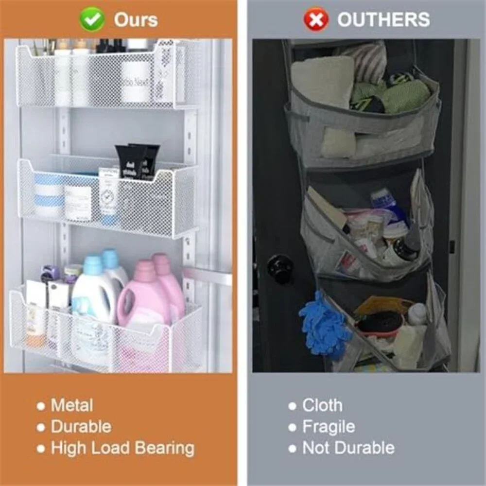 Over The Door Organizer Metal Hanging Pantry Storage 5 Basket Hooks